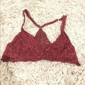 Burgundy lace bralette